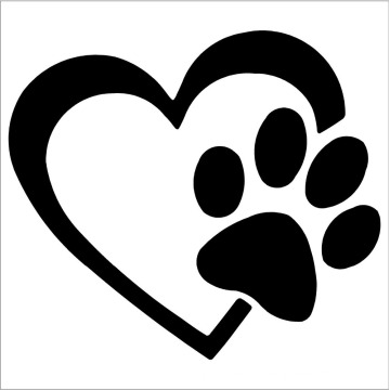 Coração com cão pata filhote de cachorro amor vinil decalque etiqueta do carro